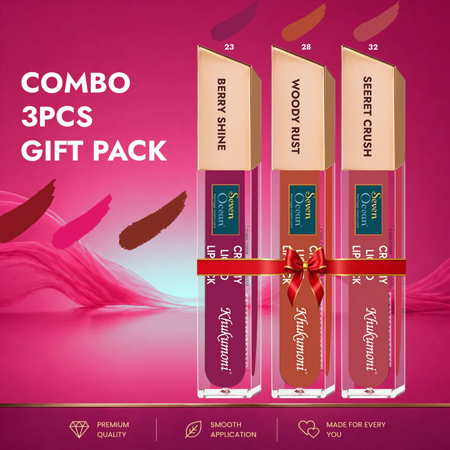 Seven Ocean Lipstick Combo (Pack Of 3)- Berry Shine/Woody Rust/Secret Crush
